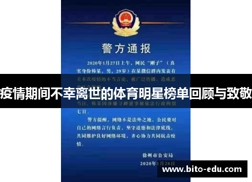 疫情期间不幸离世的体育明星榜单回顾与致敬